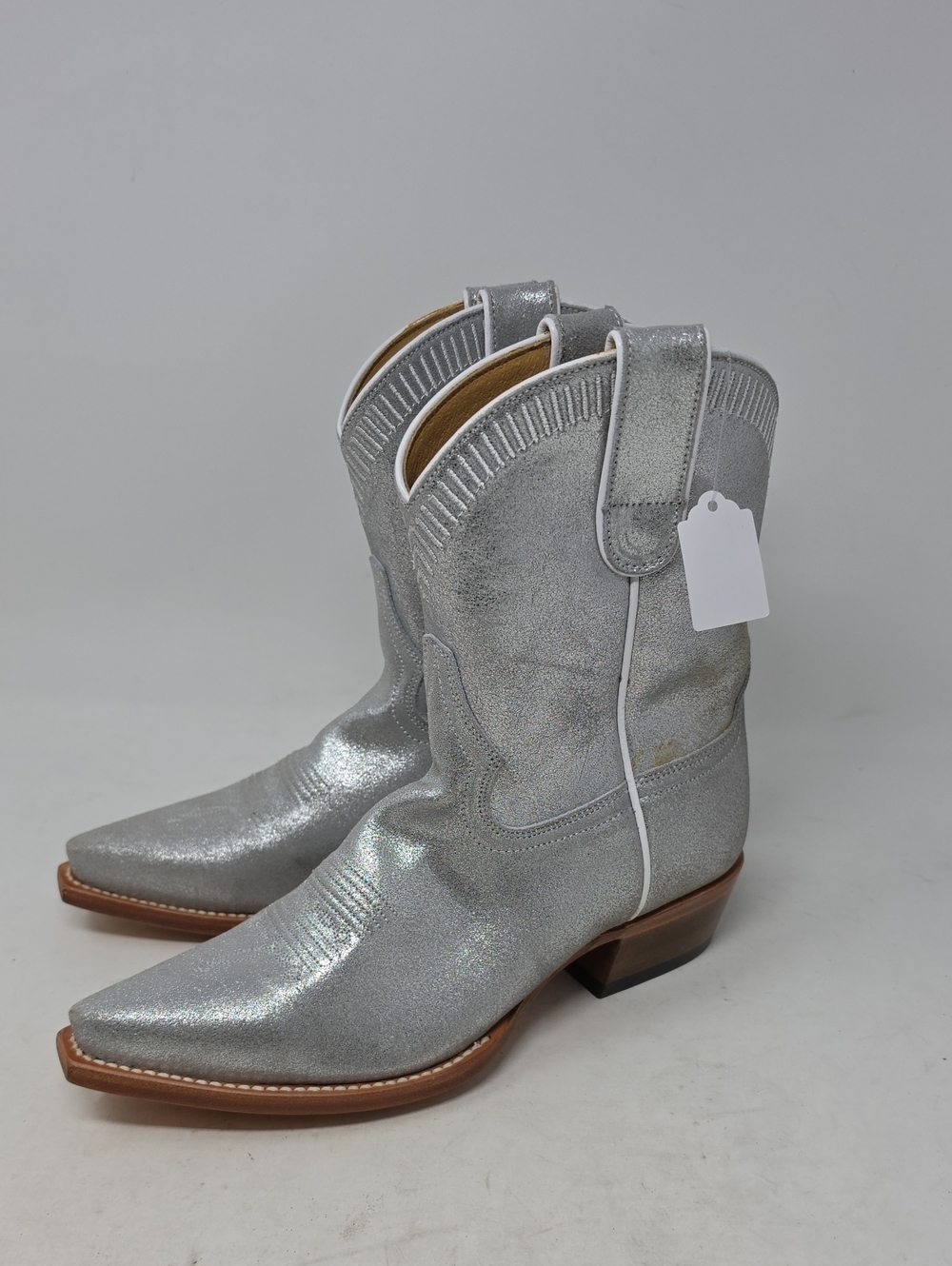 Macie Bean Silver Glitter Western Short Cowboy Boots Sie 7.5